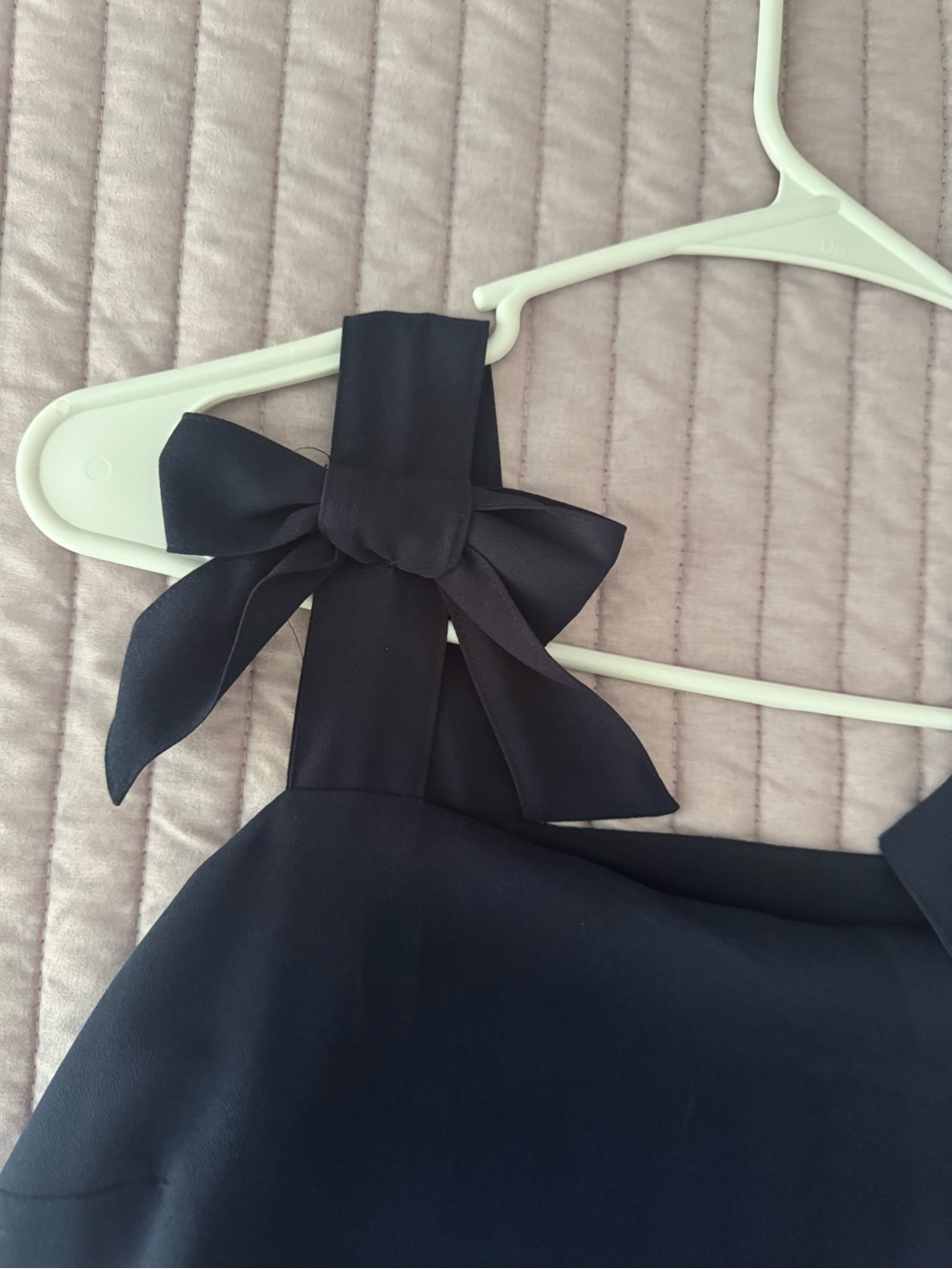LOFT Navy Petite Dress with Bow Straps - Picture 2 of 4
